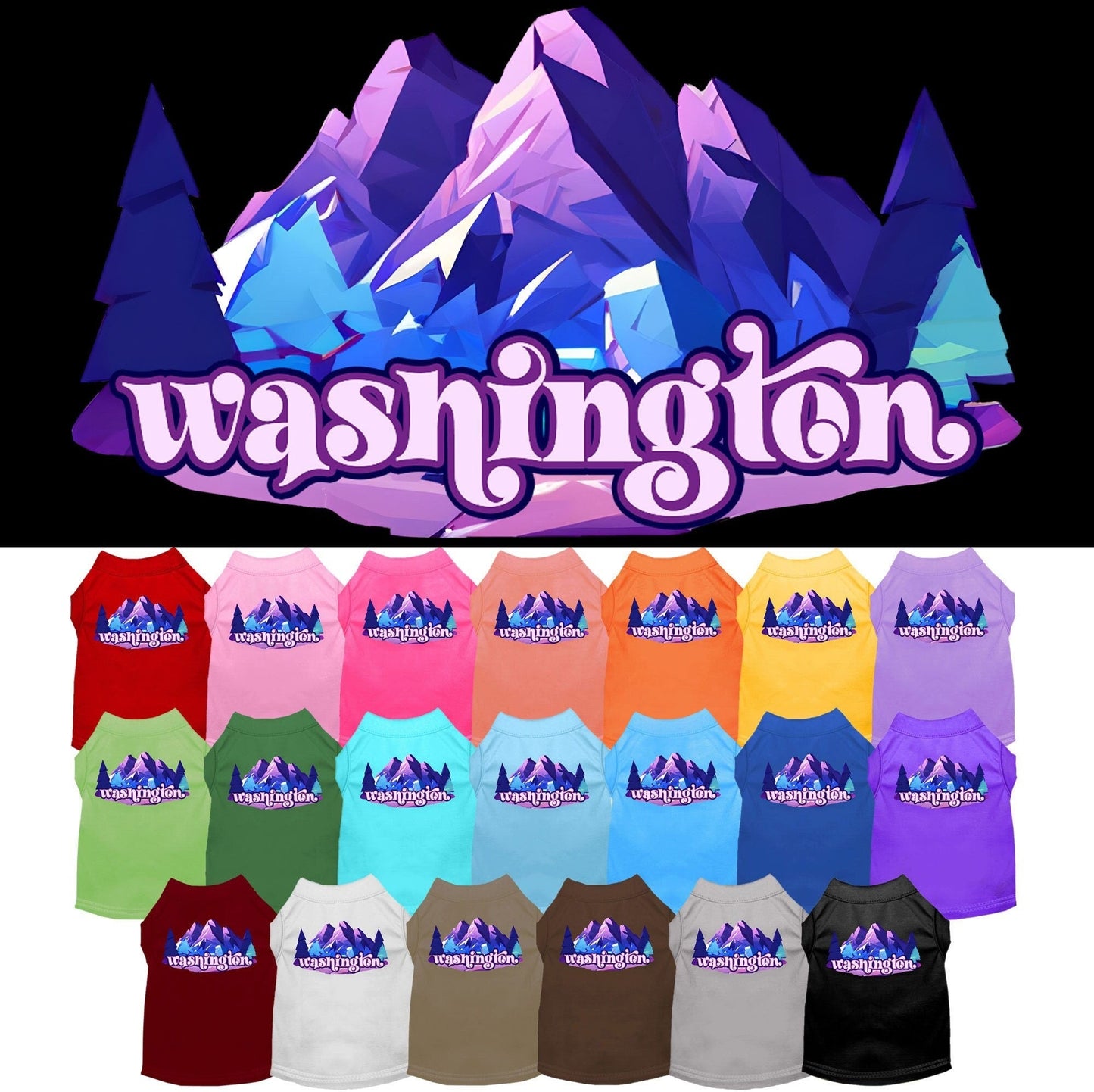 Camiseta serigrafiada para perros y gatos, "Washington Alpine Pawscape"