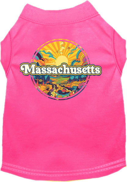 Camiseta serigrafiada para perros y gatos, "Massachusetts Trippy Peaks"