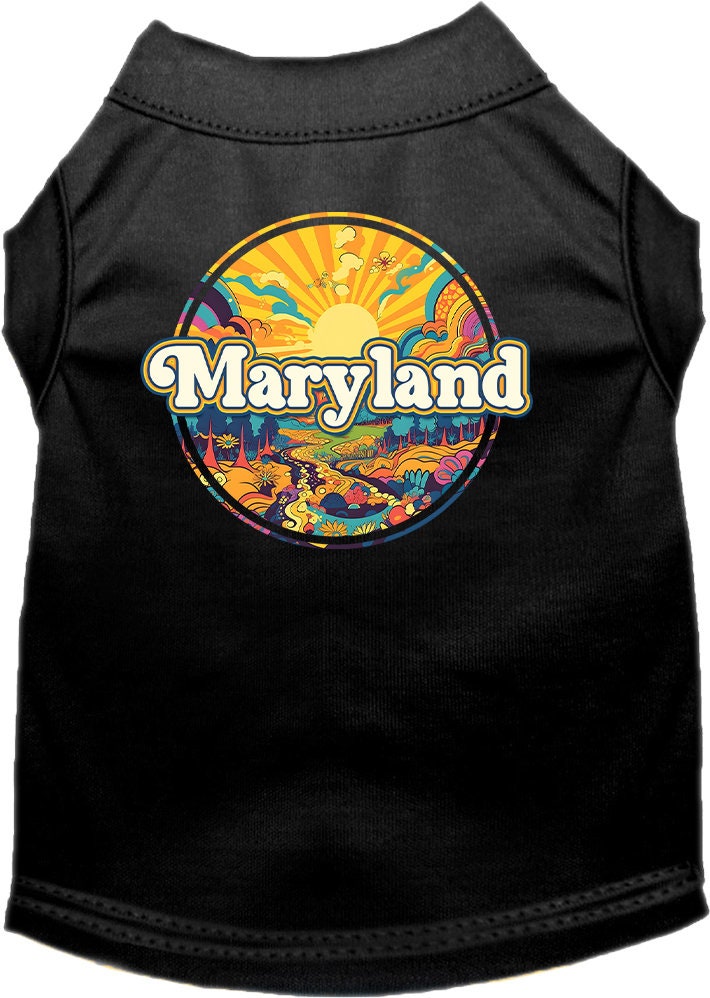 Camiseta serigrafiada para perros y gatos, "Maryland Trippy Peaks"