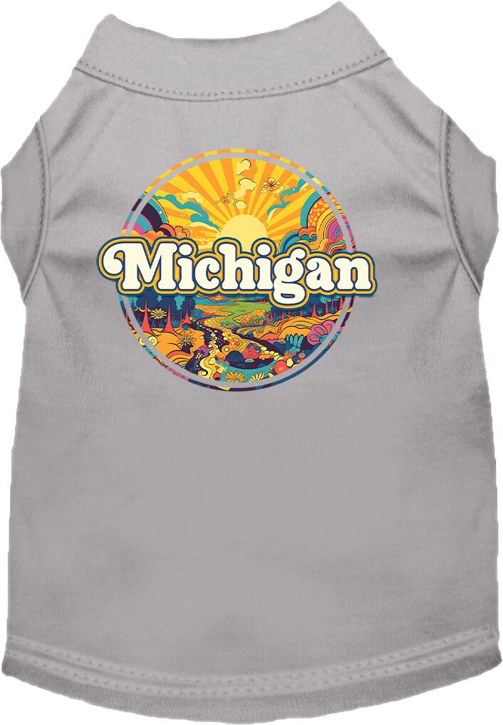 Camiseta serigrafiada para perros y gatos, "Michigan Trippy Peaks"