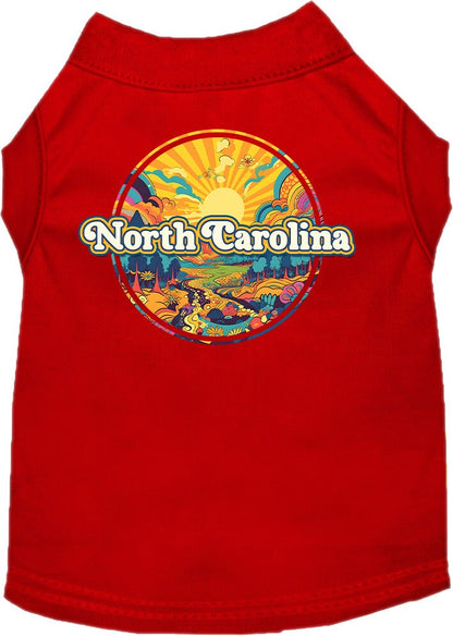 Camiseta serigrafiada para perros y gatos, "North Carolina Trippy Peaks"