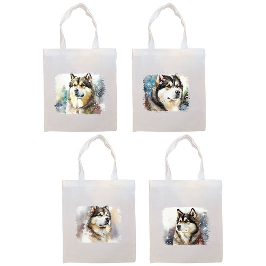 Canvas Tote Bag, Zippered With Handles & Inner Pocket, "Alaskan Malamute"