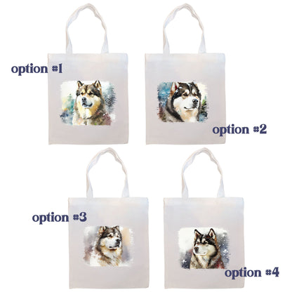 Canvas Tote Bag, Zippered With Handles & Inner Pocket, "Alaskan Malamute"