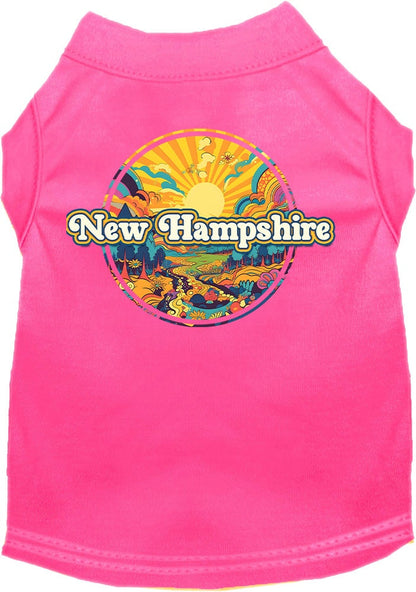 Pet Dog & Cat Screen Printed Shirt, "New Hampshire Trippy Peaks"