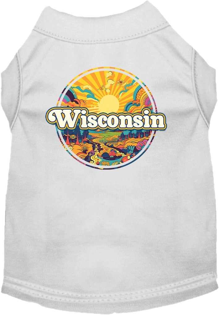 Camiseta serigrafiada para perros y gatos, "Wisconsin Trippy Peaks"