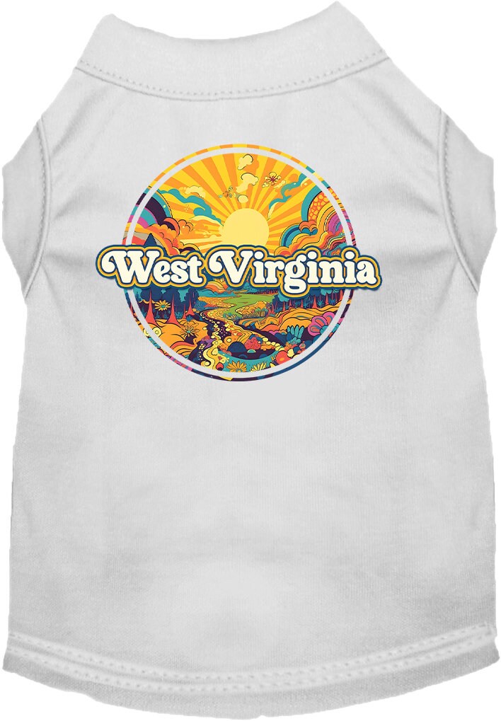 Camiseta serigrafiada para perros y gatos, "West Virginia Trippy Peaks"