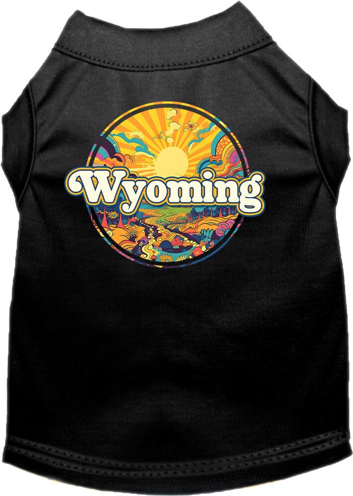 Camiseta serigrafiada para perros y gatos, "Wyoming Trippy Peaks"