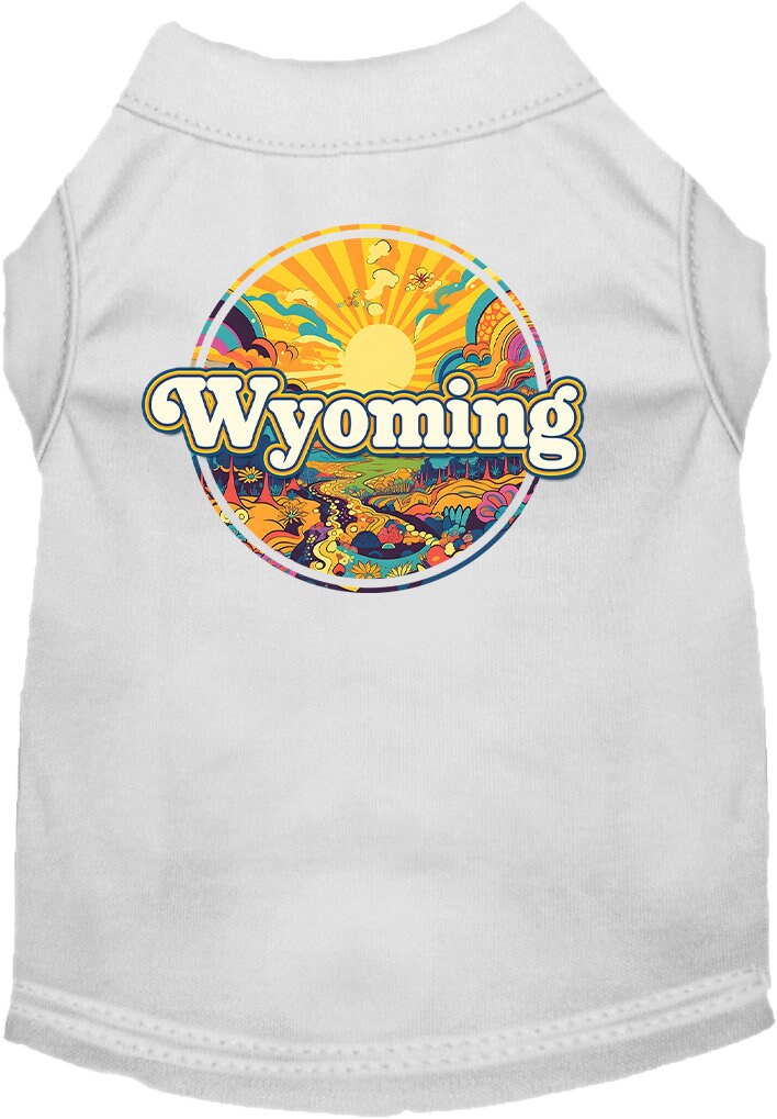 Camiseta serigrafiada para perros y gatos, "Wyoming Trippy Peaks"