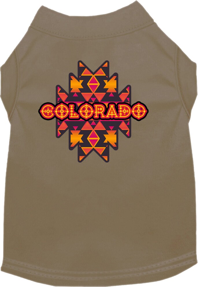 Pet Dog & Cat Screen Printed Shirt for Small to Medium Pets (Sizes XS-XL), "Colorado Navajo Tribal"