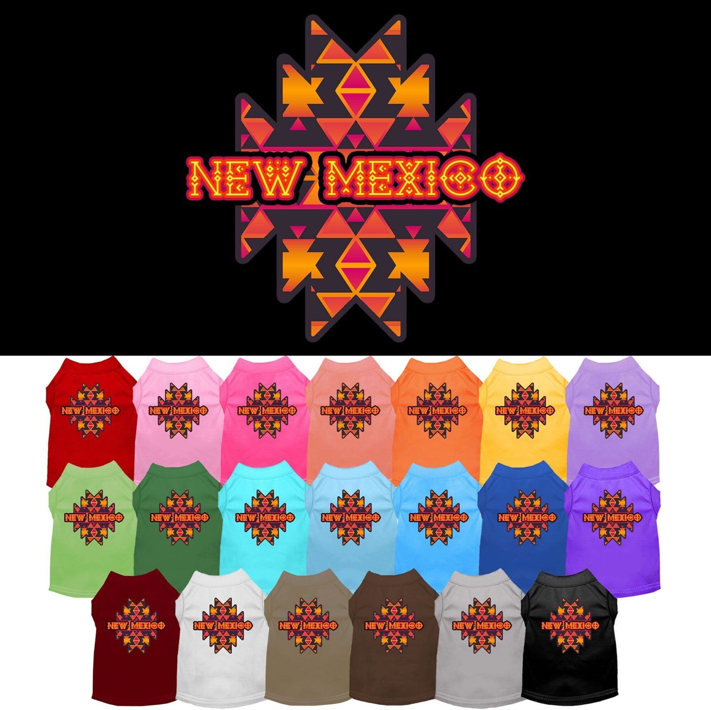 Camiseta serigrafiada para perros y gatos, para mascotas pequeñas y medianas (tallas XS a XL), "Tribal Navajo de Nuevo México"