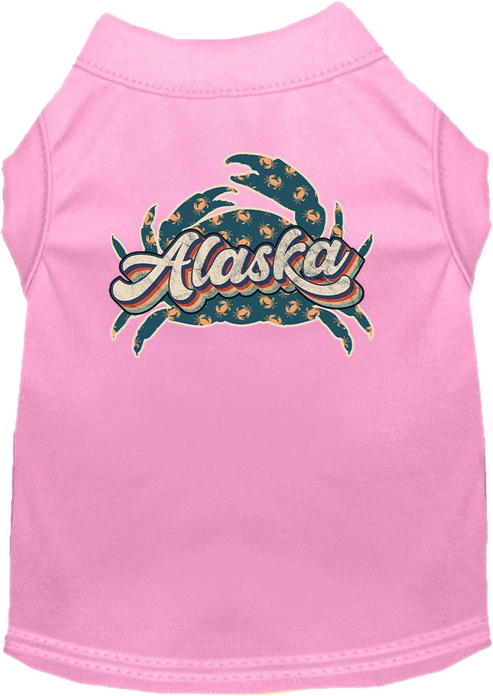 Pet Dog & Cat Screen Printed Shirt for Small to Medium Pets (Sizes XS-XL), "Alaska Retro Crabs"