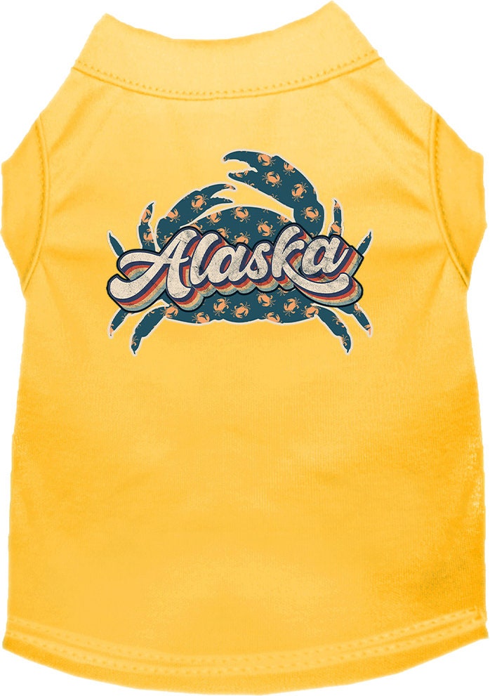 Pet Dog & Cat Screen Printed Shirt for Small to Medium Pets (Sizes XS-XL), "Alaska Retro Crabs"