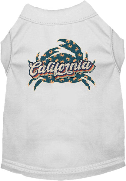 Pet Dog & Cat Screen Printed Shirt for Small to Medium Pets (Sizes XS-XL), "California Retro Crabs"