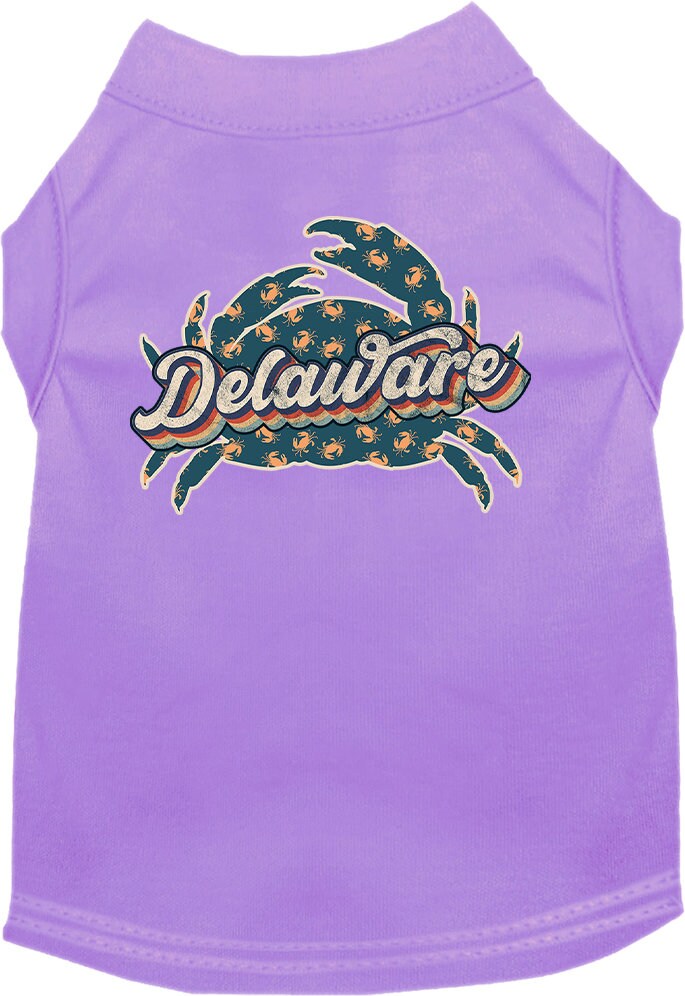 Pet Dog & Cat Screen Printed Shirt for Small to Medium Pets (Sizes XS-XL), "Delaware Retro Crabs"