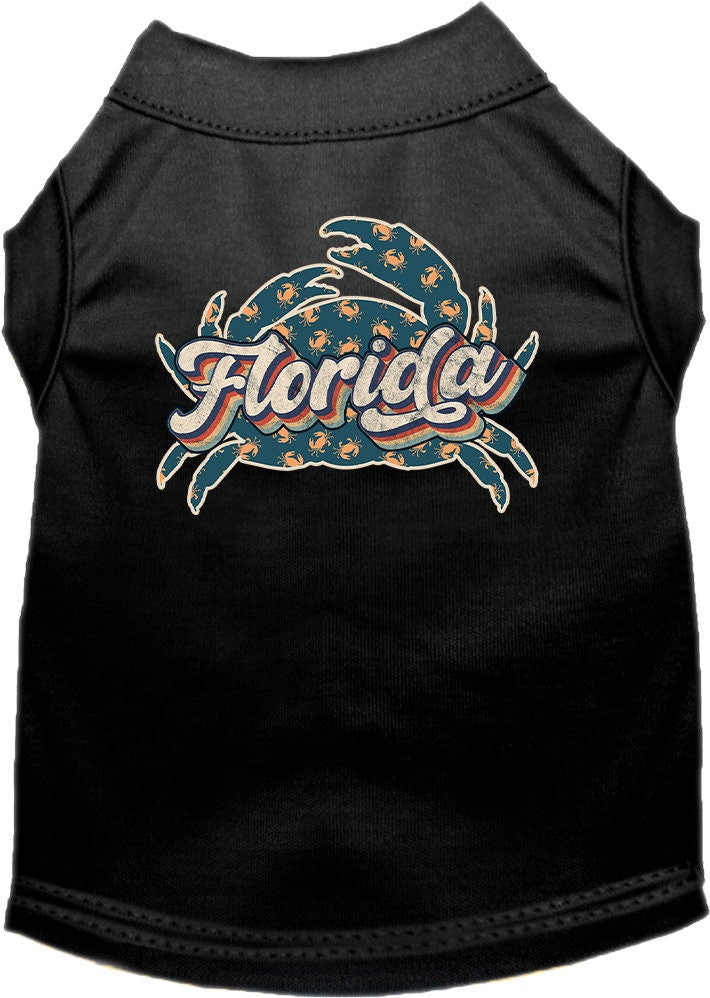 Pet Dog & Cat Screen Printed Shirt for Small to Medium Pets (Sizes XS-XL), "Florida Retro Crabs"