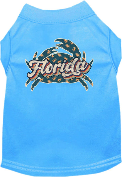 Pet Dog & Cat Screen Printed Shirt for Medium to Large Pets (Sizes 2XL-6XL), "Florida Retro Crabs"