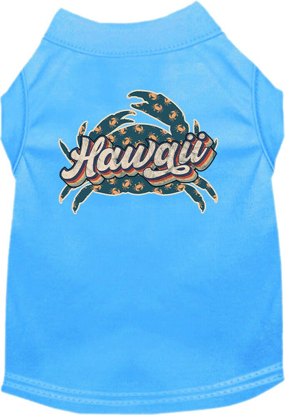 Camiseta serigrafiada para perros y gatos, para mascotas pequeñas y medianas (tallas XS a XL), "Hawaii Retro Crabs"