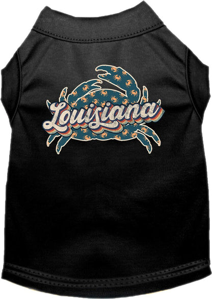 Camiseta serigrafiada para perros y gatos, para mascotas pequeñas y medianas (tallas XS a XL), "Louisiana Retro Crabs"