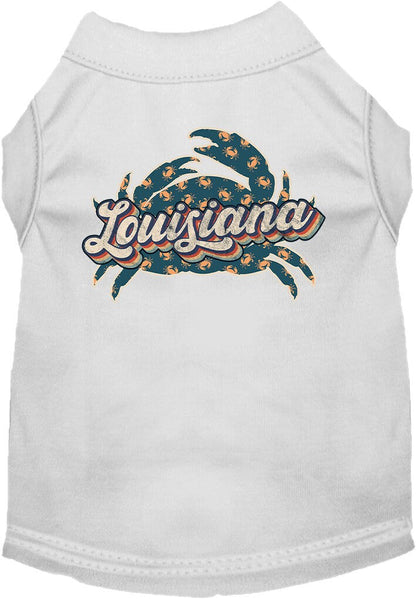 Camiseta serigrafiada para perros y gatos, para mascotas pequeñas y medianas (tallas XS a XL), "Louisiana Retro Crabs"