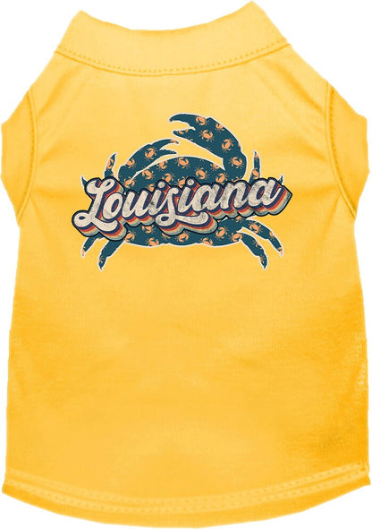 Camiseta serigrafiada para perros y gatos, para mascotas pequeñas y medianas (tallas XS a XL), "Louisiana Retro Crabs"