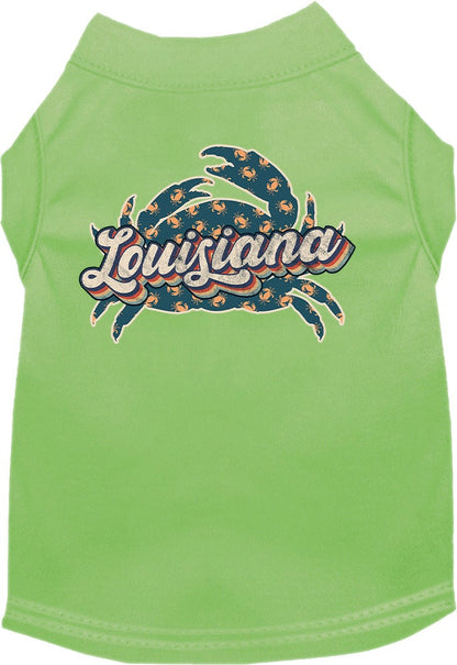 Camiseta serigrafiada para perros y gatos, para mascotas pequeñas y medianas (tallas XS a XL), "Louisiana Retro Crabs"