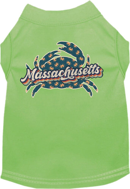 Camiseta serigrafiada para perros y gatos, para mascotas pequeñas y medianas (tallas XS a XL), "Massachusetts Retro Crabs"