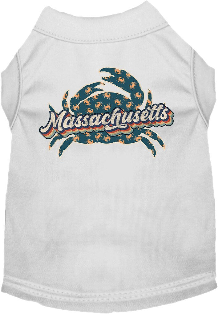 Camiseta serigrafiada para perros y gatos, para mascotas pequeñas y medianas (tallas XS a XL), "Massachusetts Retro Crabs"