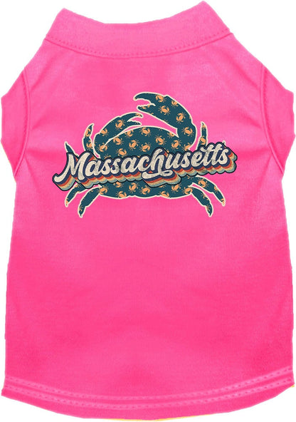 Camiseta serigrafiada para perros y gatos, para mascotas pequeñas y medianas (tallas XS a XL), "Massachusetts Retro Crabs"