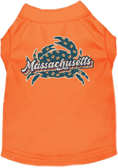 Camiseta serigrafiada para perros y gatos, para mascotas pequeñas y medianas (tallas XS a XL), "Massachusetts Retro Crabs"