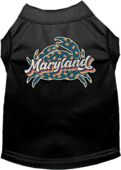 Camiseta serigrafiada para perros y gatos, para mascotas pequeñas y medianas (tallas XS a XL), "Maryland Retro Crabs"