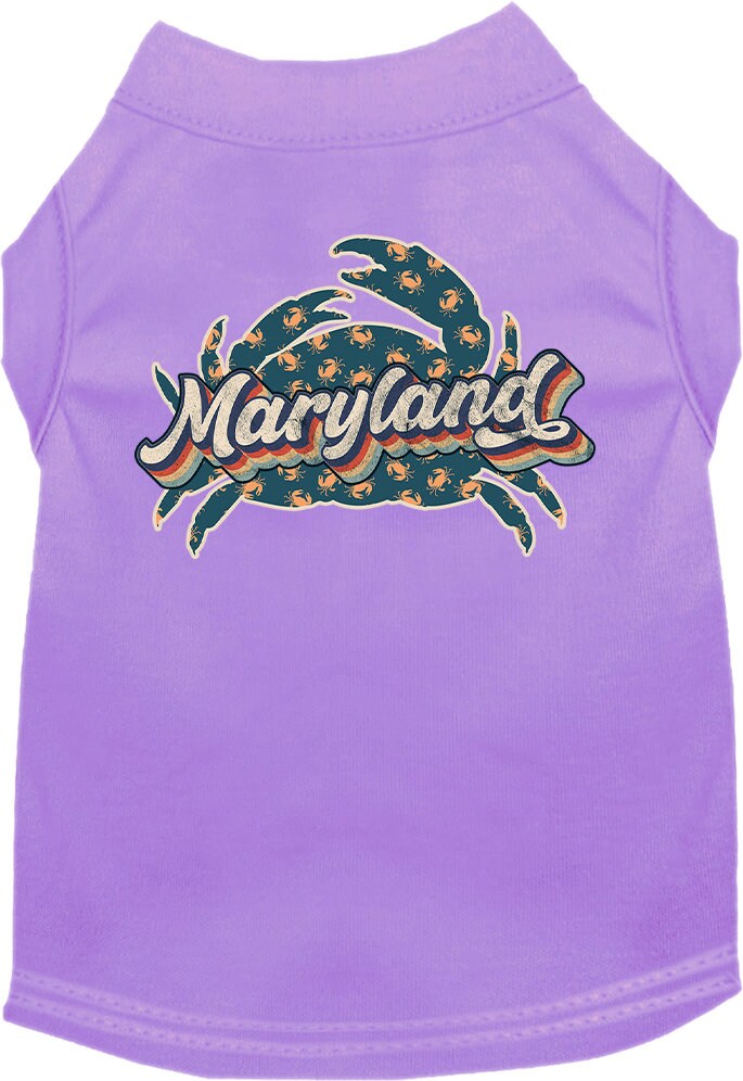 Camiseta serigrafiada para perros y gatos, para mascotas pequeñas y medianas (tallas XS a XL), "Maryland Retro Crabs"