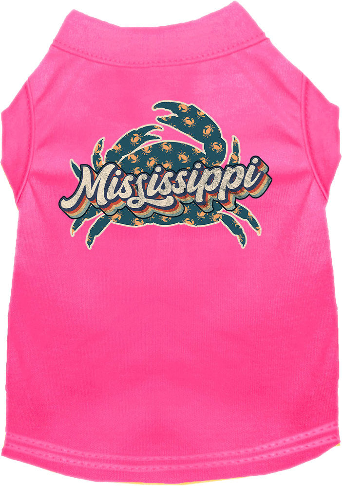 Camiseta serigrafiada para perros y gatos, para mascotas pequeñas y medianas (tallas XS a XL), "Mississippi Retro Crabs"