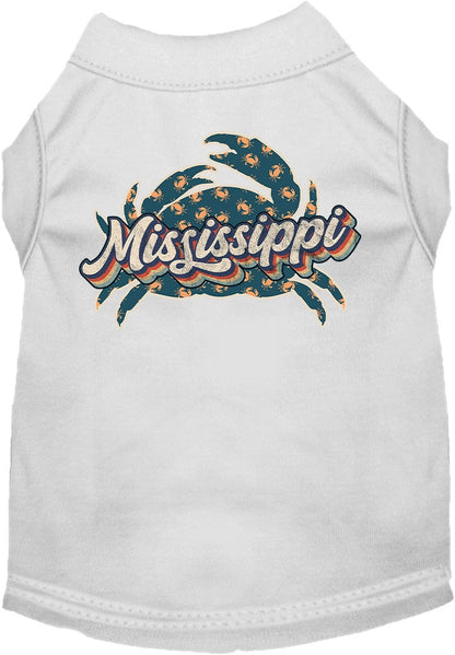 Camiseta serigrafiada para perros y gatos, para mascotas pequeñas y medianas (tallas XS a XL), "Mississippi Retro Crabs"