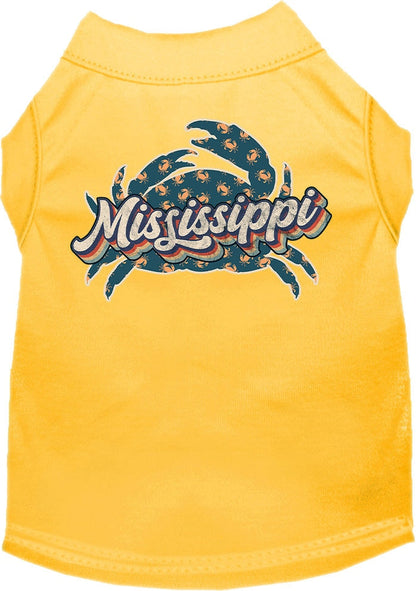 Camiseta serigrafiada para perros y gatos, para mascotas pequeñas y medianas (tallas XS a XL), "Mississippi Retro Crabs"