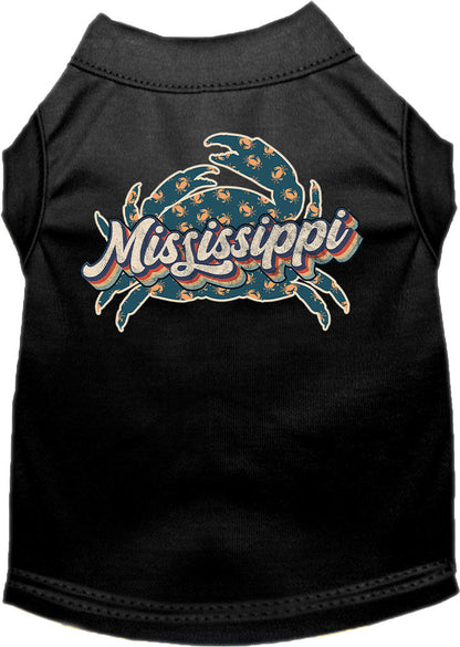 Camiseta serigrafiada para perros y gatos, para mascotas pequeñas y medianas (tallas XS a XL), "Mississippi Retro Crabs"