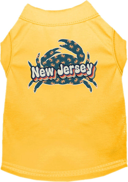 Camiseta serigrafiada para perros y gatos, para mascotas pequeñas y medianas (tallas XS a XL), "New Jersey Retro Crabs"