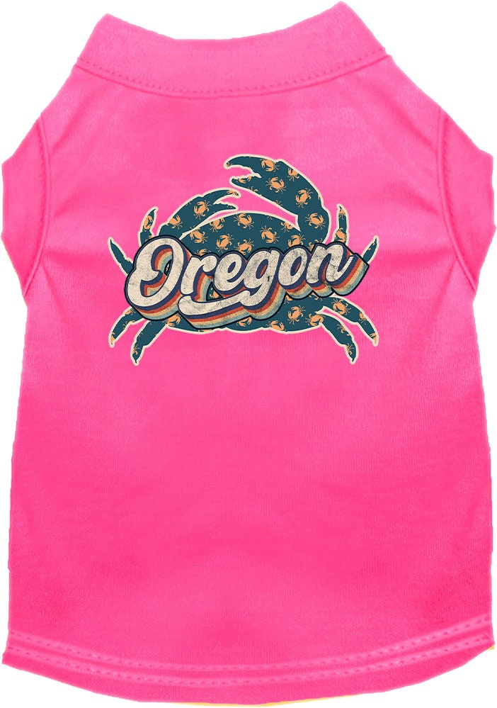 Pet Dog & Cat Screen Printed Shirt for Medium to Large Pets (Sizes 2XL-6XL), "Oregon Retro Crabs"