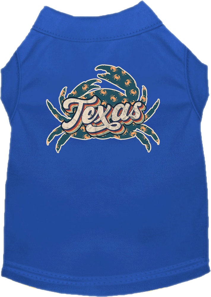 Camiseta serigrafiada para perros y gatos, para mascotas pequeñas y medianas (tallas XS a XL), "Texas Retro Crabs"