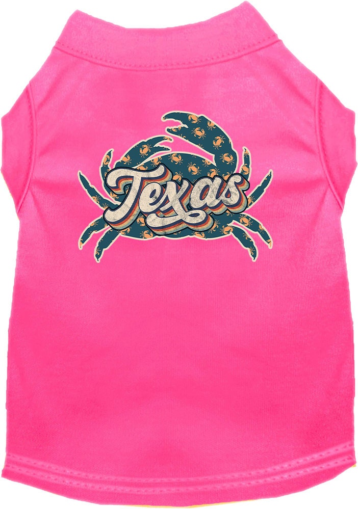 Camiseta serigrafiada para perros y gatos, para mascotas pequeñas y medianas (tallas XS a XL), "Texas Retro Crabs"