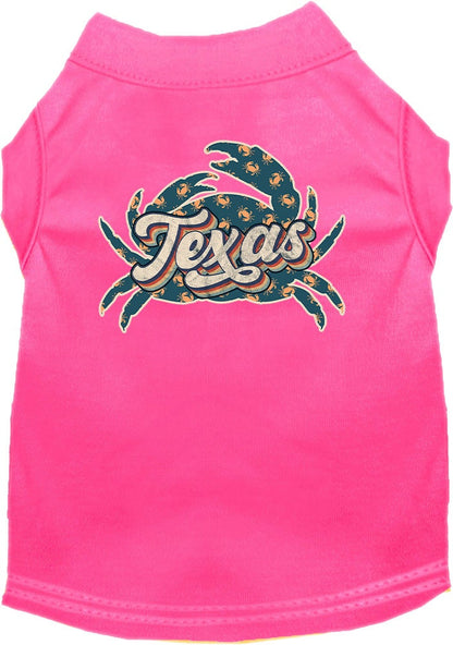 Camiseta serigrafiada para perros y gatos, para mascotas pequeñas y medianas (tallas XS a XL), "Texas Retro Crabs"