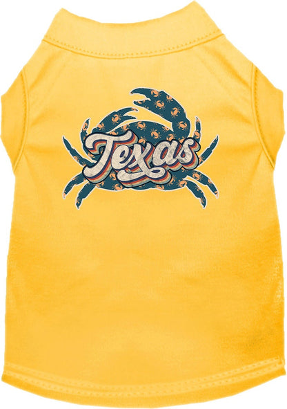 Camiseta serigrafiada para perros y gatos, para mascotas pequeñas y medianas (tallas XS a XL), "Texas Retro Crabs"