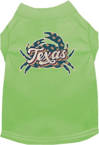 Camiseta serigrafiada para perros y gatos, para mascotas pequeñas y medianas (tallas XS a XL), "Texas Retro Crabs"