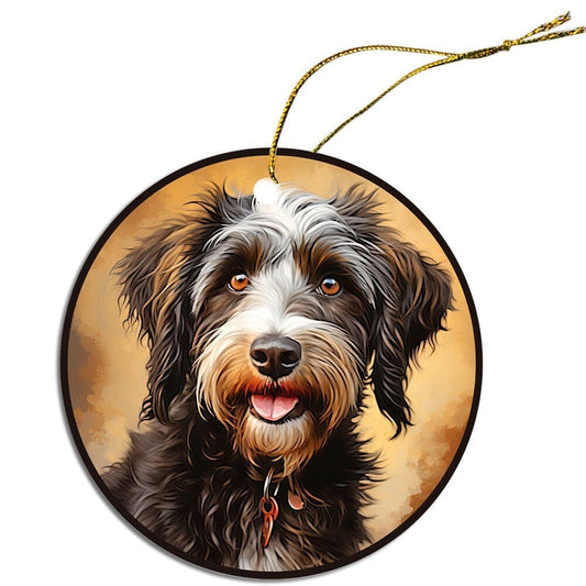 Dog Breed Specific Round Christmas Ornament, "Aussiedoodle"