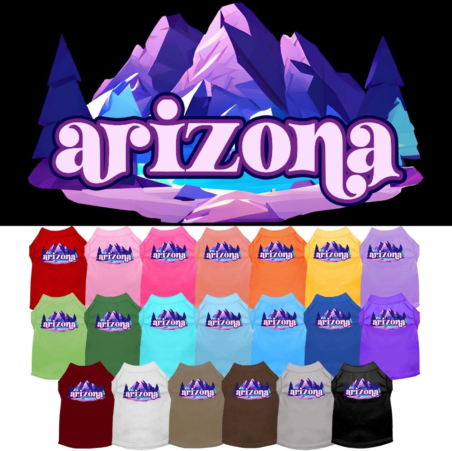 Camiseta serigrafiada para perros y gatos, "Arizona Alpine Pawscape"