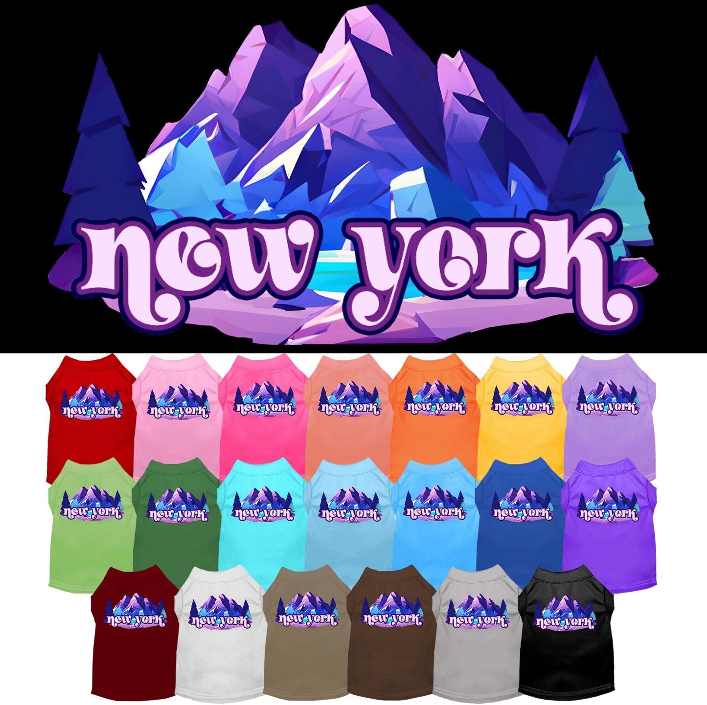 Camiseta serigrafiada para perros y gatos, "New York Alpine Pawscape"