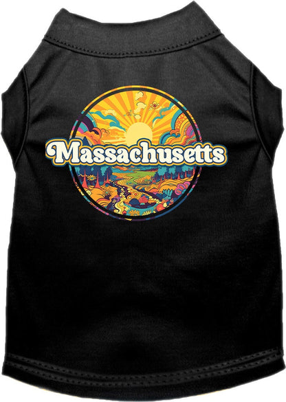 Camiseta serigrafiada para perros y gatos, "Massachusetts Trippy Peaks"