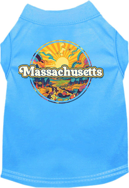 Camiseta serigrafiada para perros y gatos, "Massachusetts Trippy Peaks"