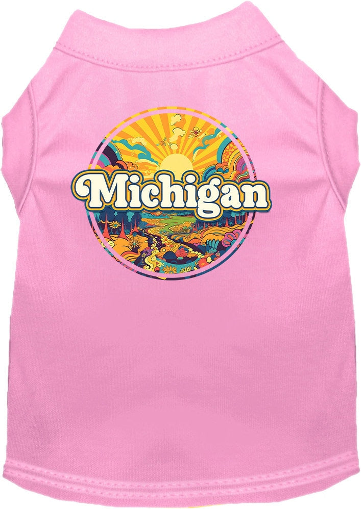 Camiseta serigrafiada para perros y gatos, "Michigan Trippy Peaks"