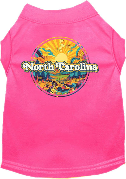 Camiseta serigrafiada para perros y gatos, "North Carolina Trippy Peaks"