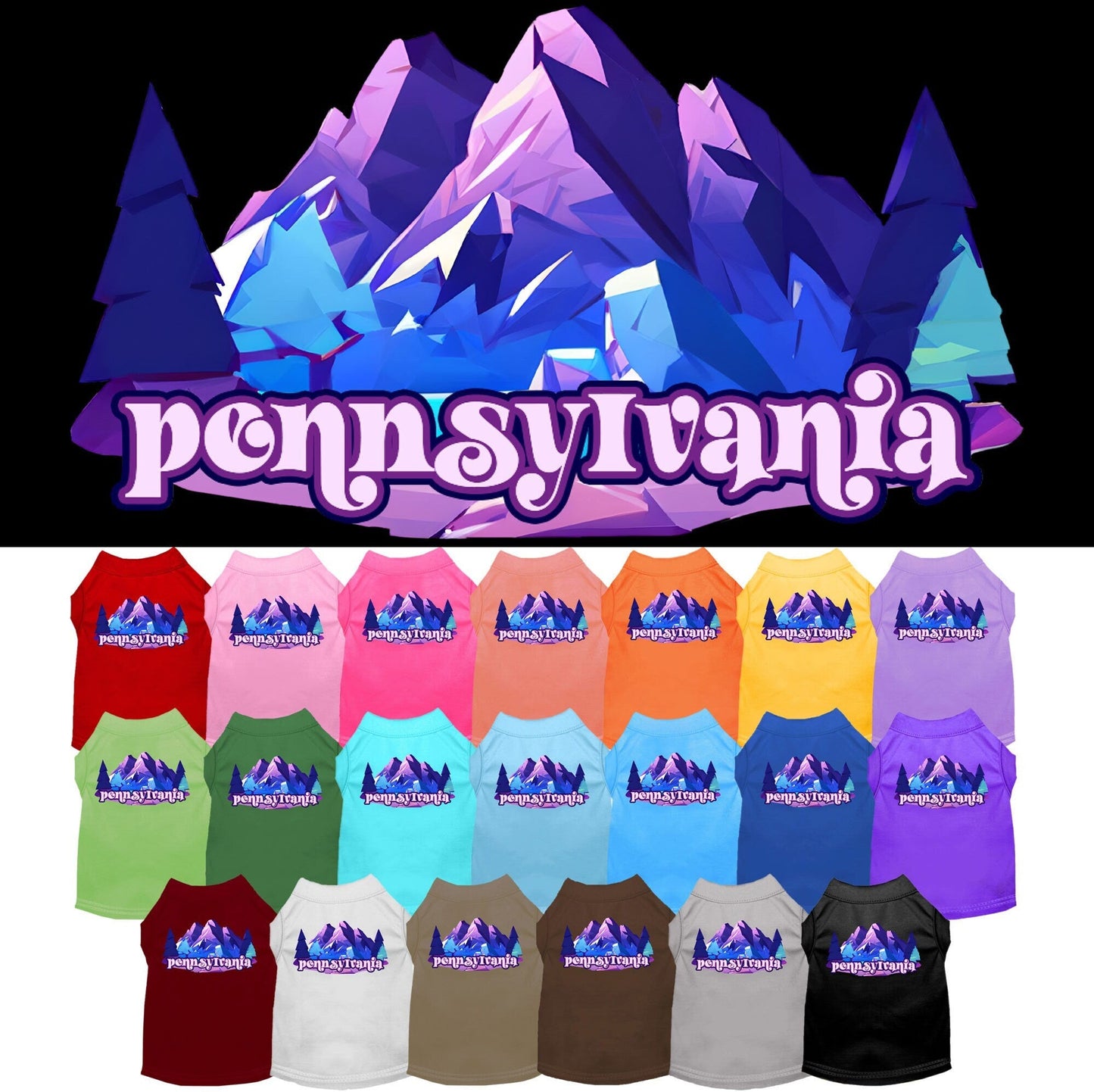 Camiseta serigrafiada para perros y gatos, "Pennsylvania Alpine Pawscape"